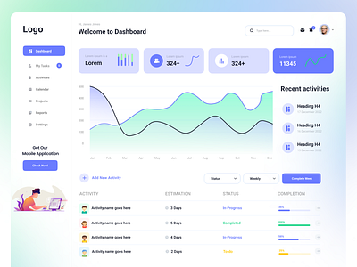 Dashboard Part 1 analytics app calendar dash dashboard data design illustration overview schedule ui ux web