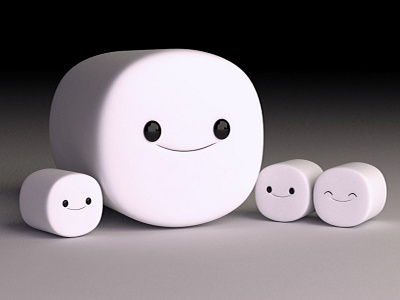 Marshmallows 3d cute family marshmallow maya smile sugar sweet vray