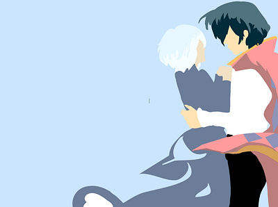 Howl and Sophie anime design digital illustration digitalart fanart ghibli illustration minimal vector