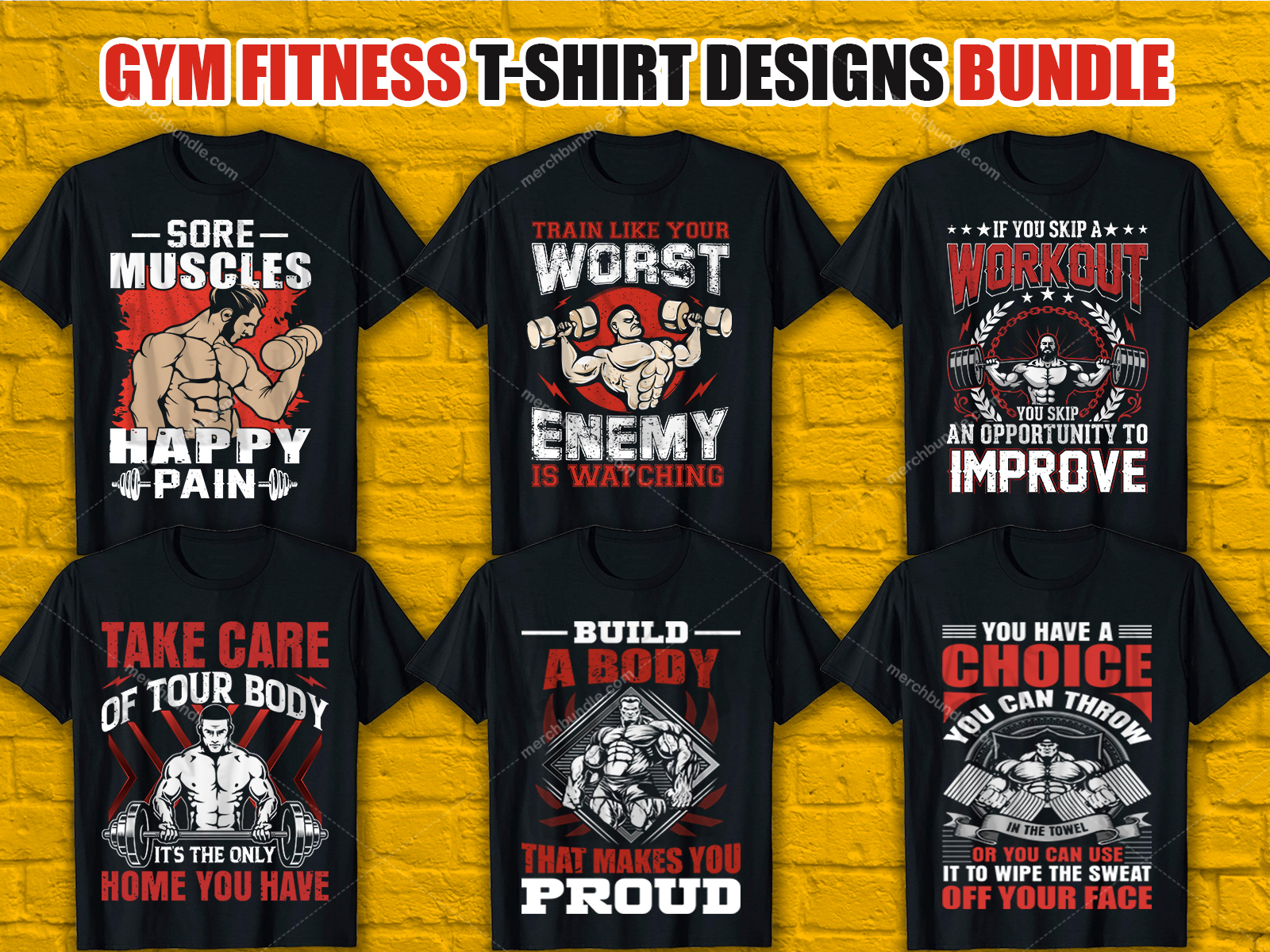 Best Gym Fitness T Shirt Design Bundle by Asha on Dribbble