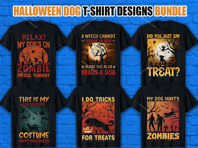 HALLOWEEN DOG T SHIRT DESIGNS BUNDLE 3d animation branding dog graphic design puppy halloween shirts