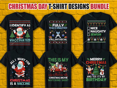 Christmas Day T-Shirt Design Bundle christmas day tree