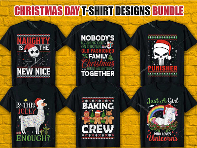 Trendy Christmas Day T Shirt Design Bundle christmas day holiday