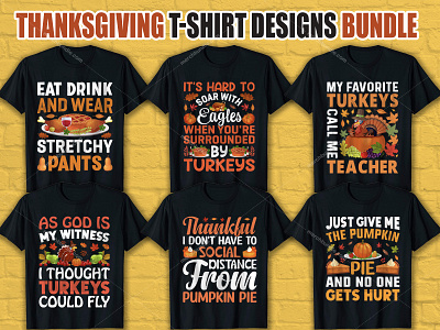 Thanksgiving T Shirt Design Bundle animation custom t shirts graphic design pumkin pumkin pie t shirt design template