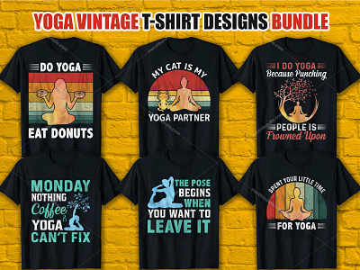 Yoga Vintage T Shirt Design Bundle by Asha on Dribbble