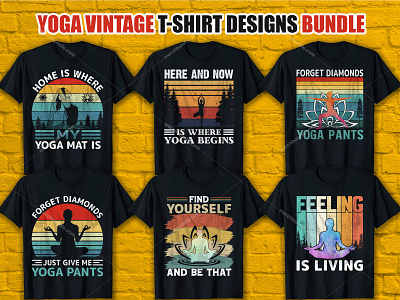 Yoga Vintage T Shirt Design Bundle