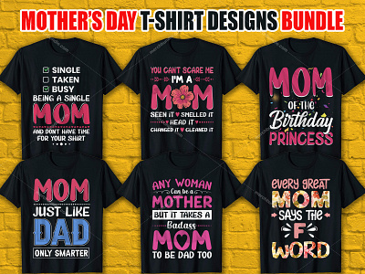 Mother's Day T Shirt Designs Bundle merch by amazon