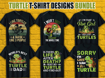 Turtle T-Shirt Designs Bundle