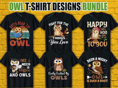 Owl T-Shirt Design Bundle merch by amazon