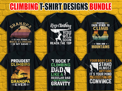 Climbing T-Shirt Designs Bundle merch by amazon