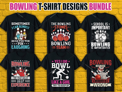 Bowling T-Shirt Designs Bundle merch by amazon