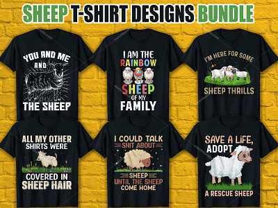 Sheep T-Shirt Designs Bundle merch by amazon