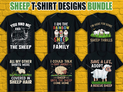 Sheep T-Shirt Designs Bundle