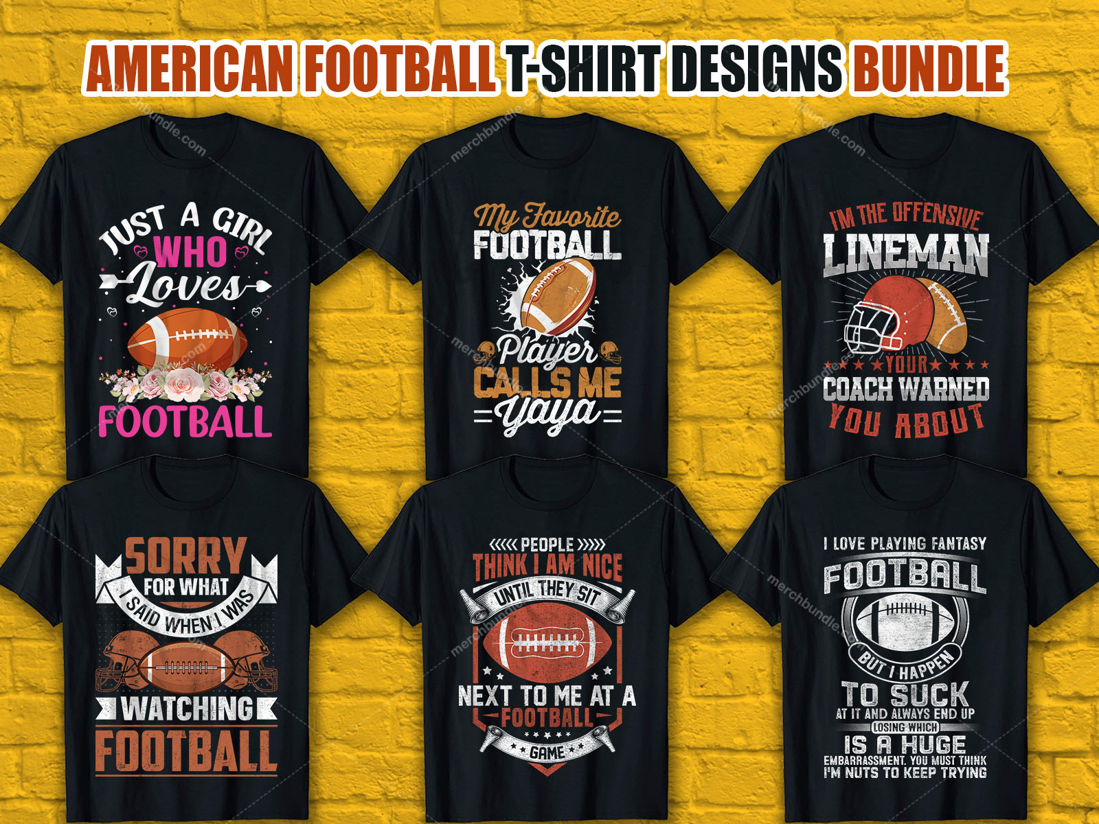 American Football T-Shirt Designs For Merch By  by Asha on