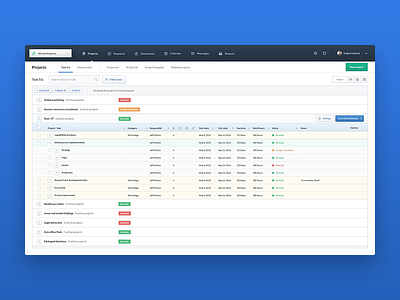 Project management screen.