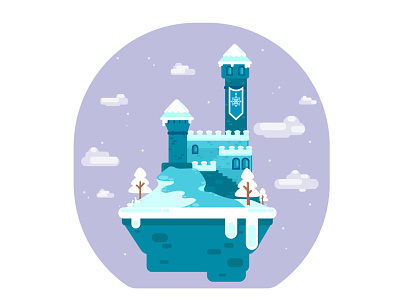 Snow castle flat icon illustration vector