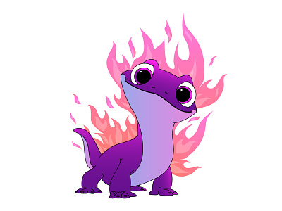 Bryni cold heart cute fire illustration purple reptile vector