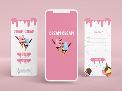 Ice-Cream App Interface Design app design app interface pink cool design graphic design ice ice cream pink ui uiux user interface ux ux design web web design web interface