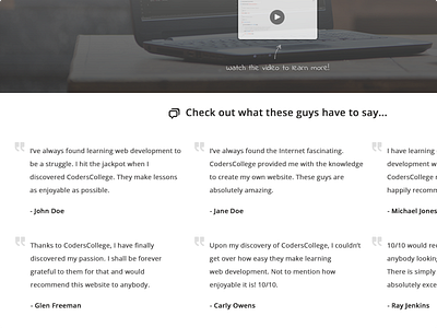 CodersCollege Testimonials coderscollege homepage image lessons photo teach testimonials tutorials