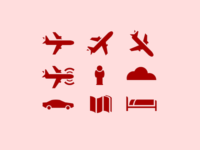 Icon Set Independent Project airplane app buttons clean flat icon icon app icon artwork icon collection icon set illustration illustrations illustrator red simple design travel ui ux vector web
