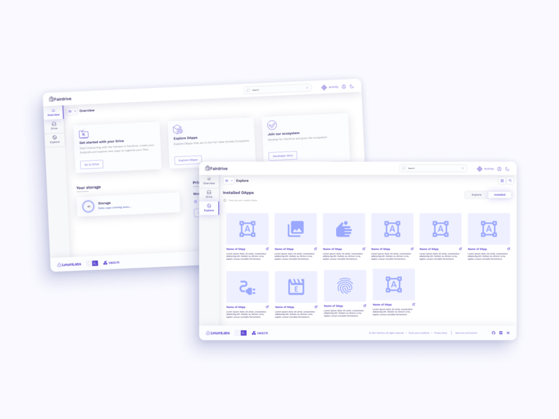 Fairdrive - Explore DApps app branding crypto design drive storage ui ux web3