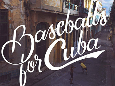 Baseballs for Cuba custom script hand written vector
