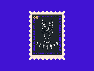 Black Panther black blackpanther cinema design geometric graphic graphic design ik blue illustration movie oscars postage stamp vector