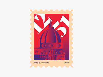 Firenze architecture design geometric gradient graphic illustration minimalist postage stamp vector