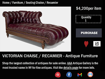 Luxury Item Victorian Chaise / Recamier (Antique) design ui