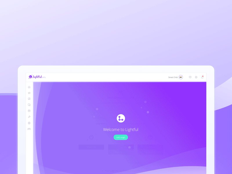 Lightful Platform Welcome Screen animation design flat fluid gooey gradient lightful liquid mockup purple ui ux