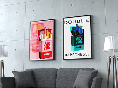 Double Happiness adobe illustrator cigarette packaging cigarettes design graphic design poster a day poster design vector