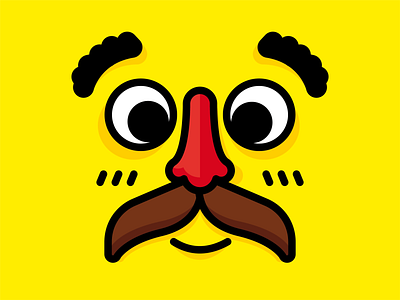 Enthusiasm character desginer design emote emotions excited face feelings flat graphics happiness happy icon illustration moustache sesame sticker vector yellow