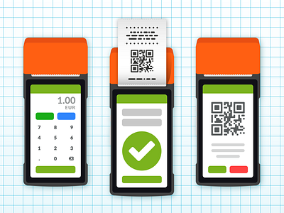 Smart POS Device and Receipt Vector Graphics app design business designs device devices fintech graphic design icons illustration interface pay payment payments pos qr code receipt retail startup ui vector graphics