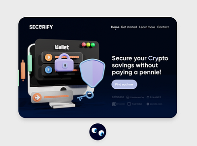 SECURIFY Crypto Landing Page UI 3d 3d art 3d illustration 3d web illustration 3d webdesign animation app branding design free graphic design illustration interface logo motion graphics sneakers ui ux web illustration website