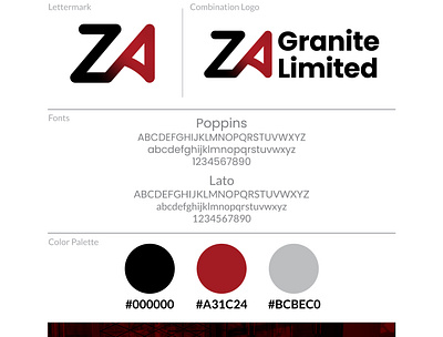 ZA Granite branding design graphic design identity branding lette logo vector