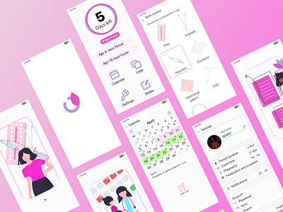 Period control app app design illustration ui