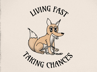 Living Fast, Taking Chances badge dog fox illustration quote retro stamp vintage