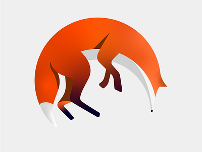 Fox animal circle fox geometric gradient illustration logo mascot orange