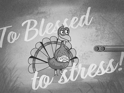 Giving thanks black and white cartoon illustration retro turkey
