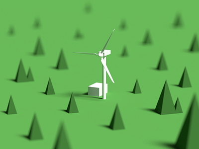 Windmill 32 3d blender energy green low poly minimal simple trees windmill