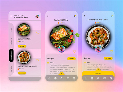 Glassmorphism Resta Apps appdesign apps design business design food food and drink foodie glassmorphic glassy restaurant ui