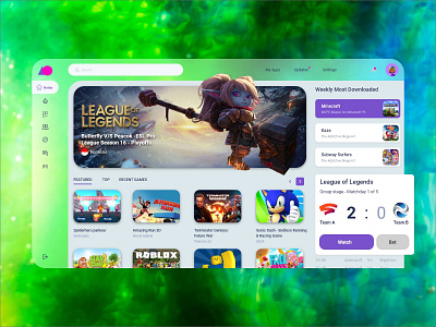 Games Dashboard branding corporate games template design ui web