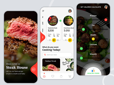 Steak House Recipe App app branding business chef corporate recipe steak ui ux