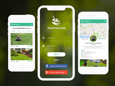 Landscape and Lawn Care App Design appdesign green lawncare ui ux