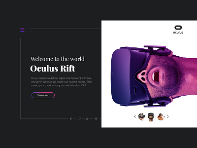 Oculus Rift VR Landing Page branding corporate design ui landing page web design