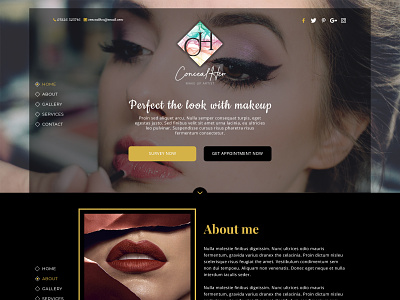 Conceal Her Parallax Website corporate fashion landing page makeup artist model parallax website