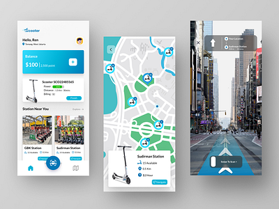 Scooter - e-Scooter Rents Apps ai app design e scooter maps mobile mobile app mobile design mobile ui rents scooter ui ux