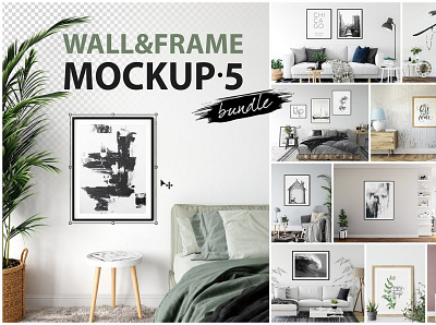 Frames & Walls Mockup Bundle - 5 app flat graphic design icon illustration illustrator logo minimal vector website