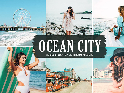 Ocean City Pro Lightroom Presets app design graphic design icon illustration illustrator logo minimal typography ui ux