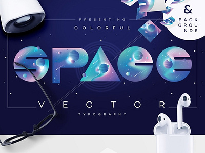 Colorful Space-vector typography